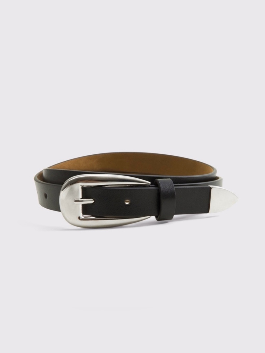 Abercrombie & Fitch Black Genuine Leather Slim Belt Silver Buckle Xxs/Xs Nwt